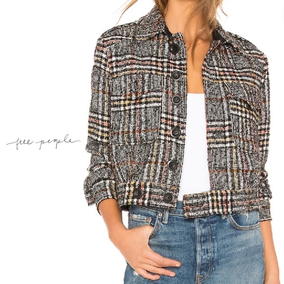 Free People Slouchy Eisenhower Jacket - Black Combo - Size M - Picture 1 of 12